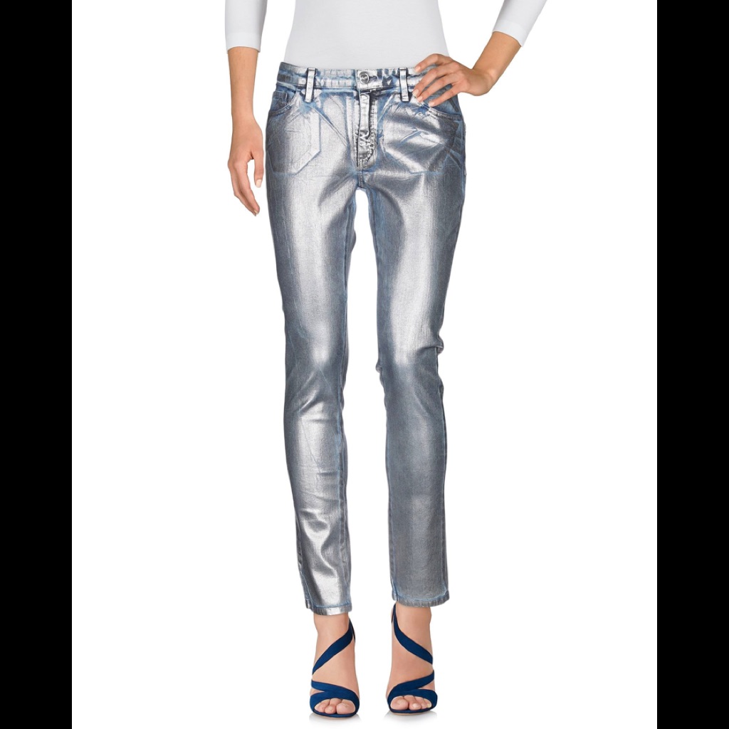Nwt Blugirl By Blumarine Silver Coated Denim Jeans
